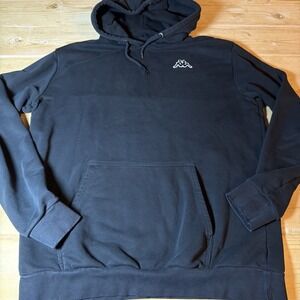 Kappa Black Mens Hoodie  Sweatshirt Pullover Size Extra Large